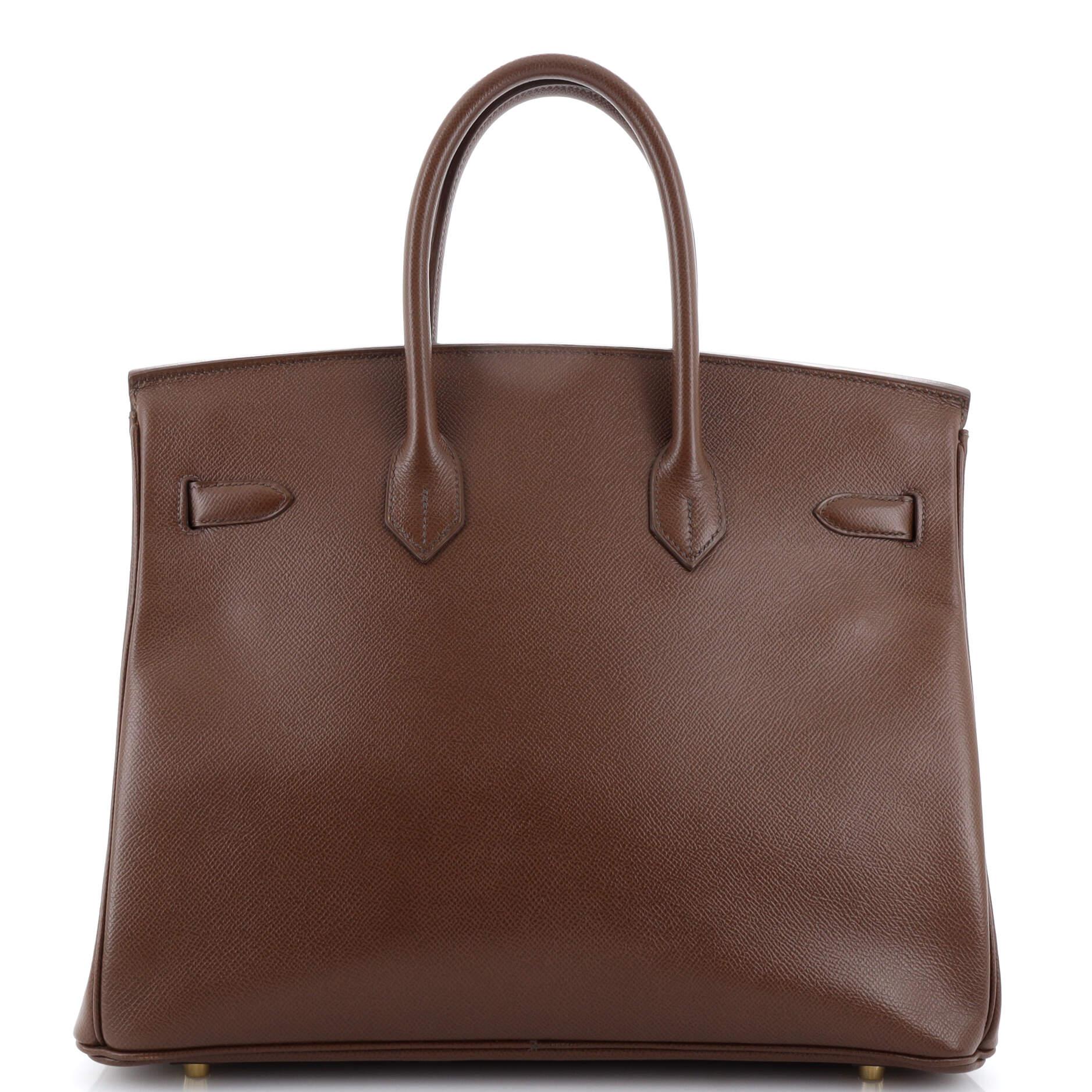 Women's Hermes Birkin Handbag Marron Foncé Courchevel with Gold Hardware 35