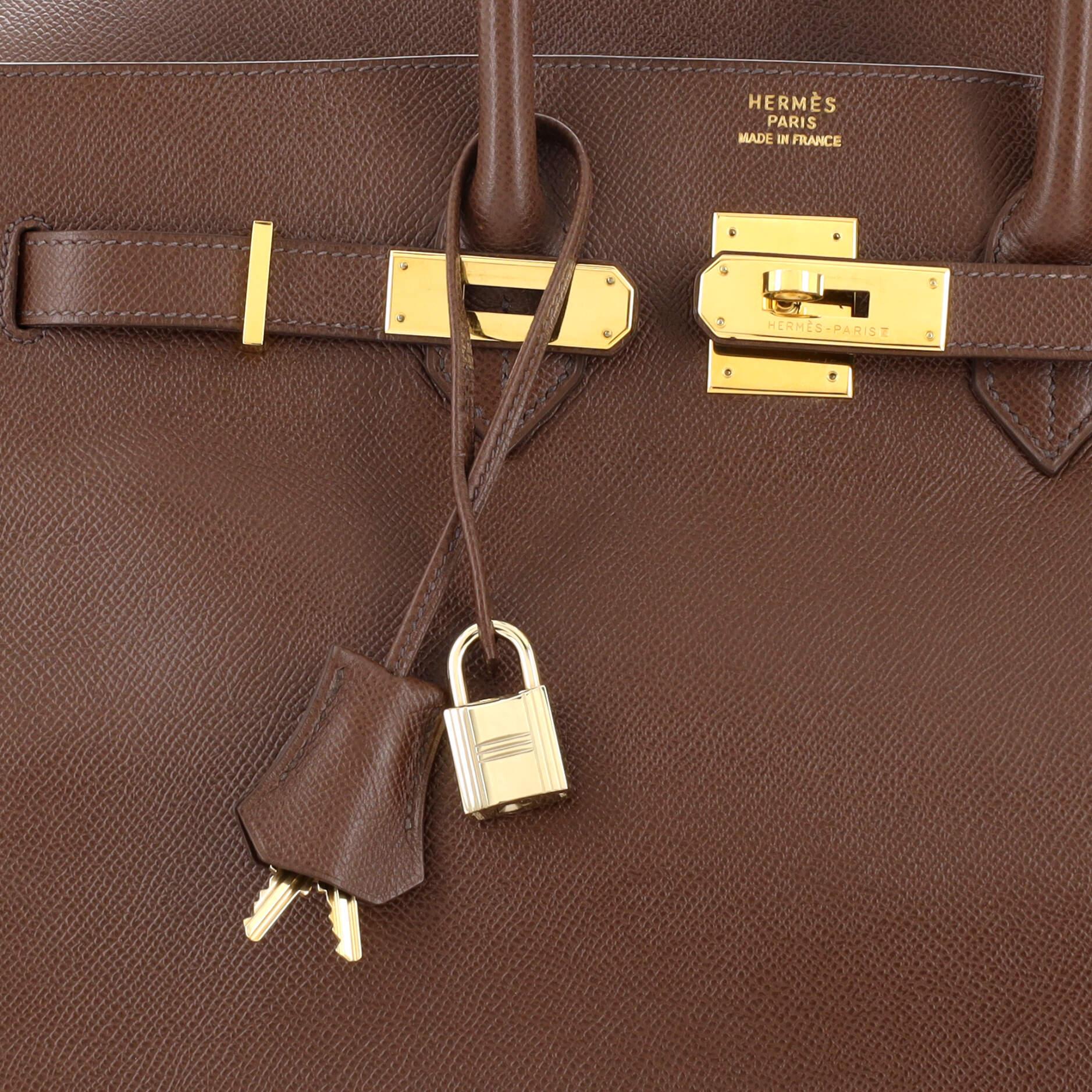 Hermes Birkin Handbag Marron Foncé Courchevel with Gold Hardware 35 3