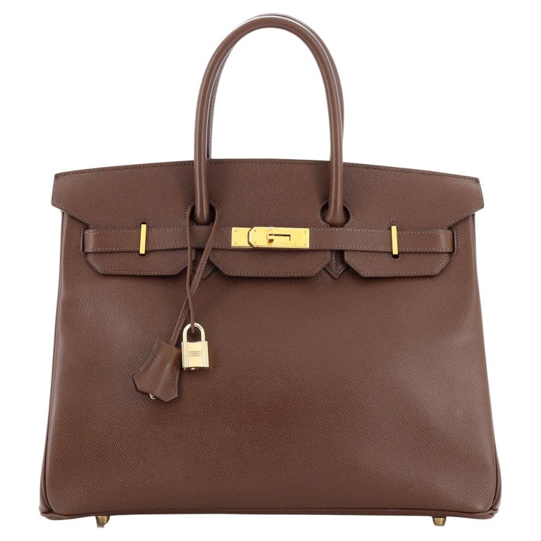 Hermes Birkin Handbag Marron Foncé Courchevel with Gold Hardware 35 For ...