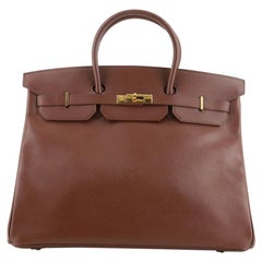 Hermes Birkin Handbag Marron Foncé Courchevel with Gold Hardware 40