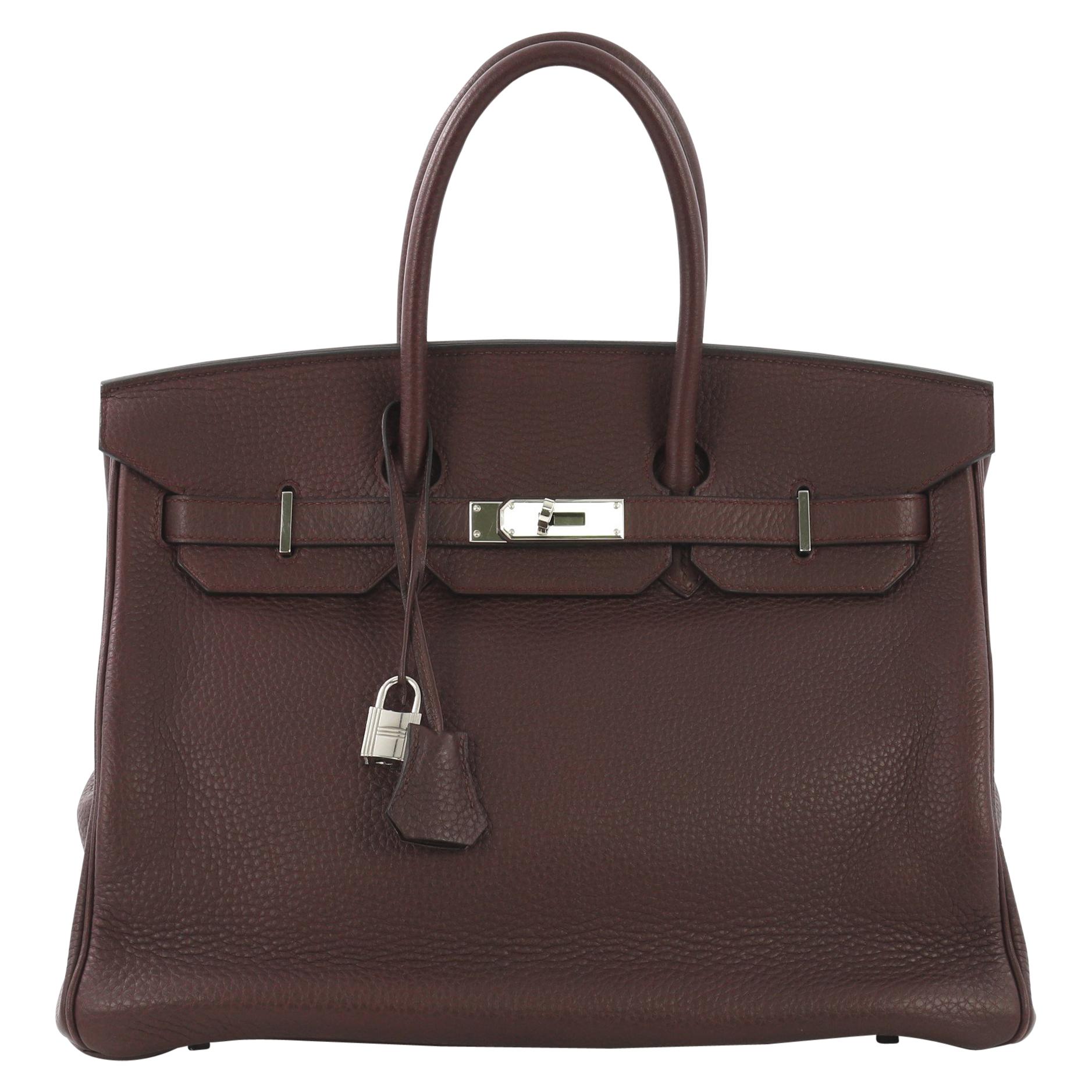 Hermes Birkin Handbag Marron Fonce Fjord with Gold Hardware 40