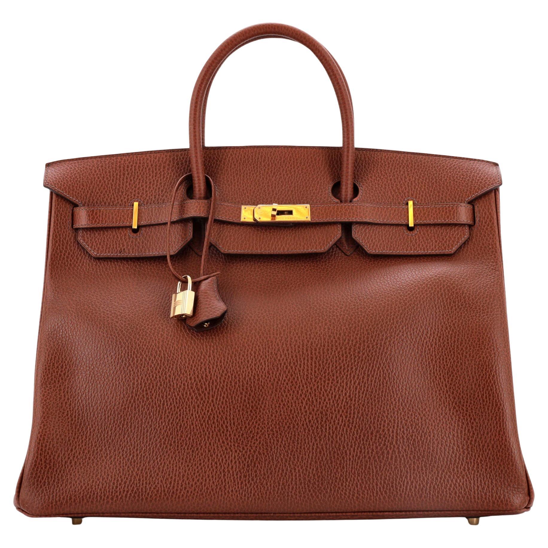 Hermes Birkin Handbag Marron Foncé Vache Liegee with Gold Hardware 40