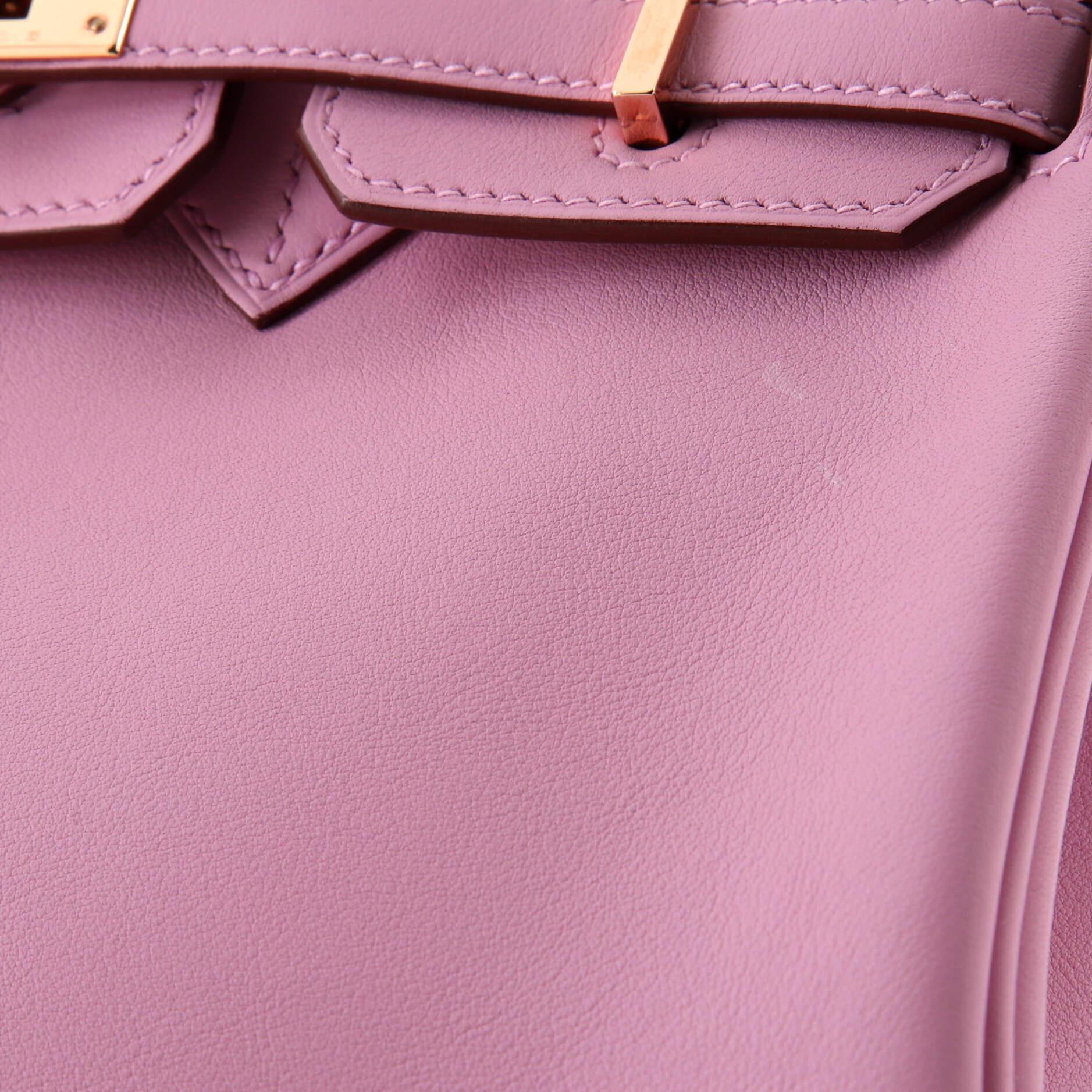 Hermes Birkin Handbag Mauve Sylvestre Swift with Rose Gold Hardware 25 3