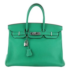 Hermes Birkin Handbag Menthe Clemence with Palladium Hardware 35