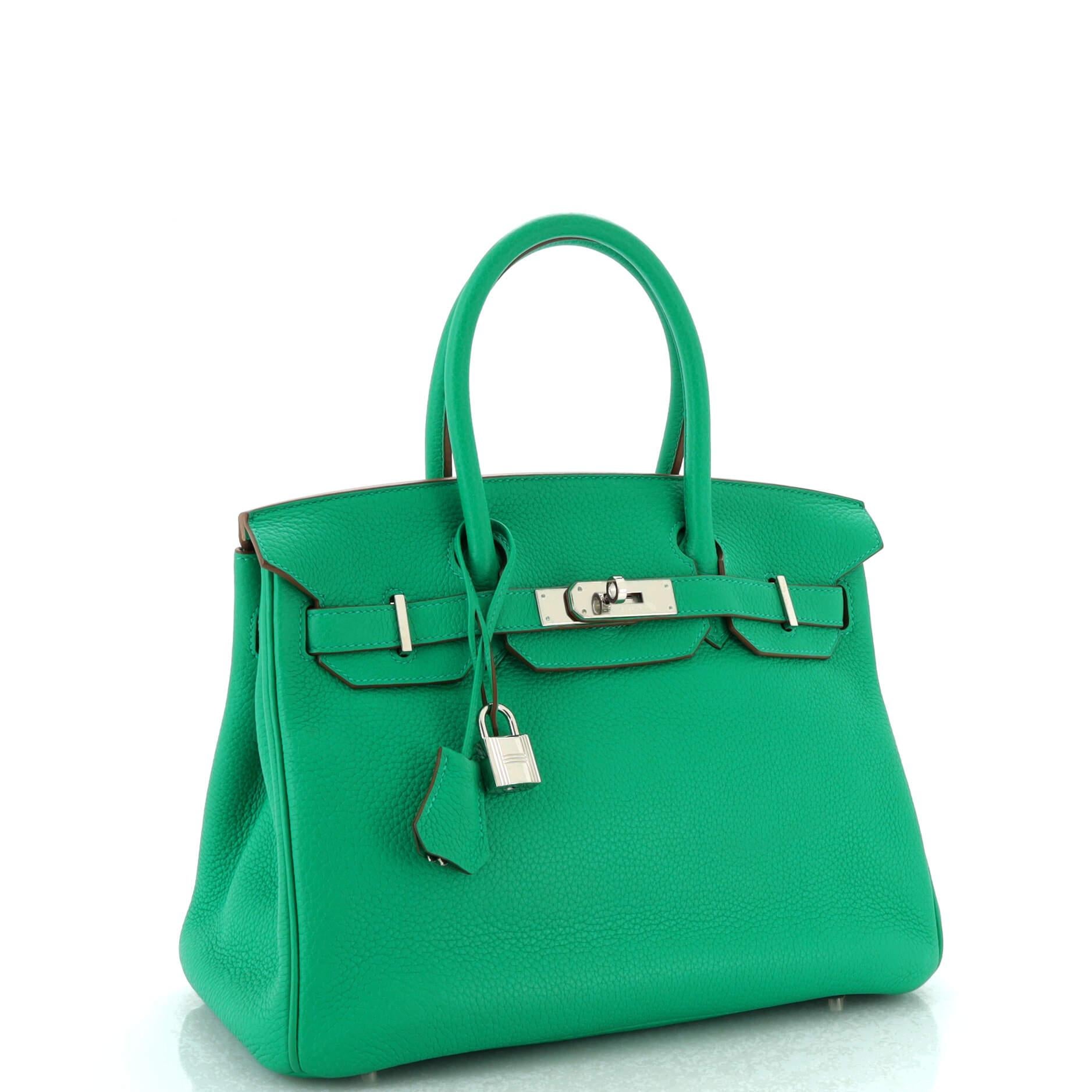 Hermes Birkin Handbag Menthe Togo with Palladium Hardware 30 In Good Condition In NY, NY