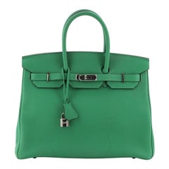 Hermes Birkin Handbag Menthe Togo With Palladium Hardware 35 