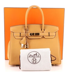 Hermes Birkin Handbag Moutarde Togo With Gold Hardware 30