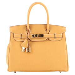 Hermes Birkin Handbag Moutarde Togo With Gold Hardware 30