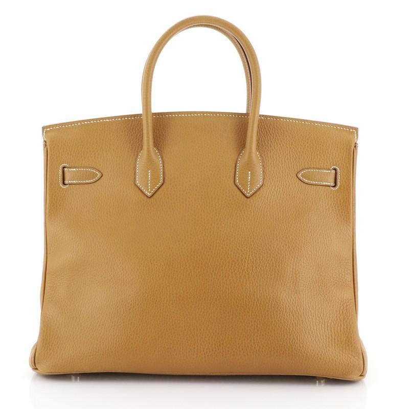 Brown Hermes Birkin Handbag Natural Ardennes with Gold Hardware 35,
