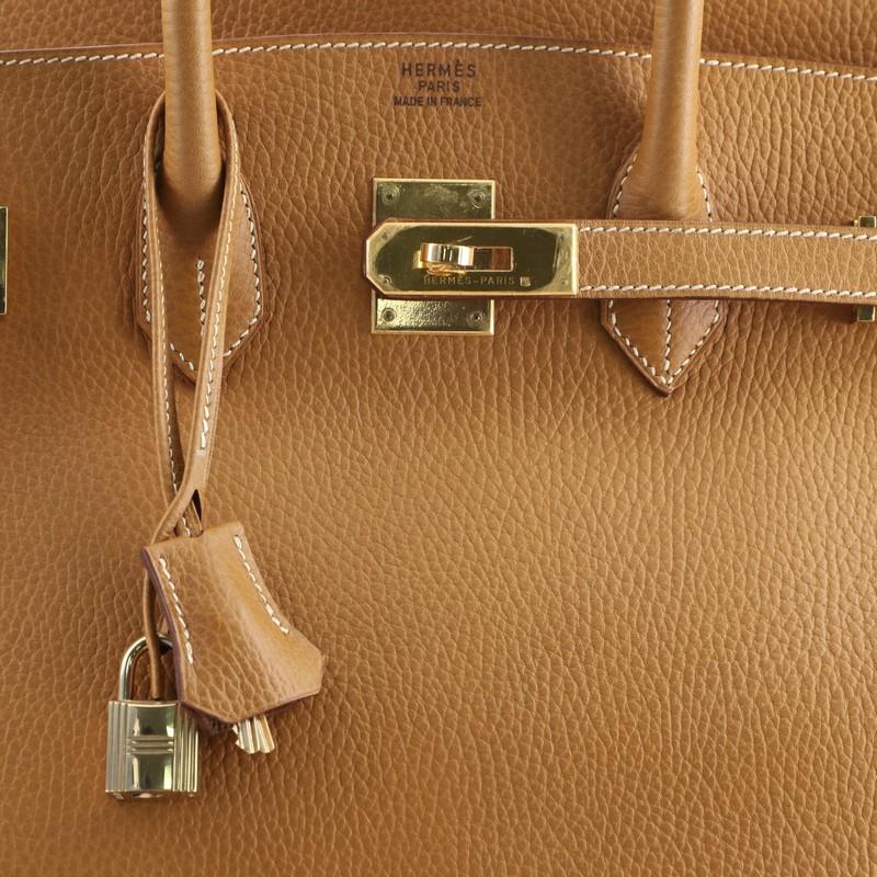Women's or Men's Hermes Birkin Handbag Natural Ardennes with Gold Hardware 35