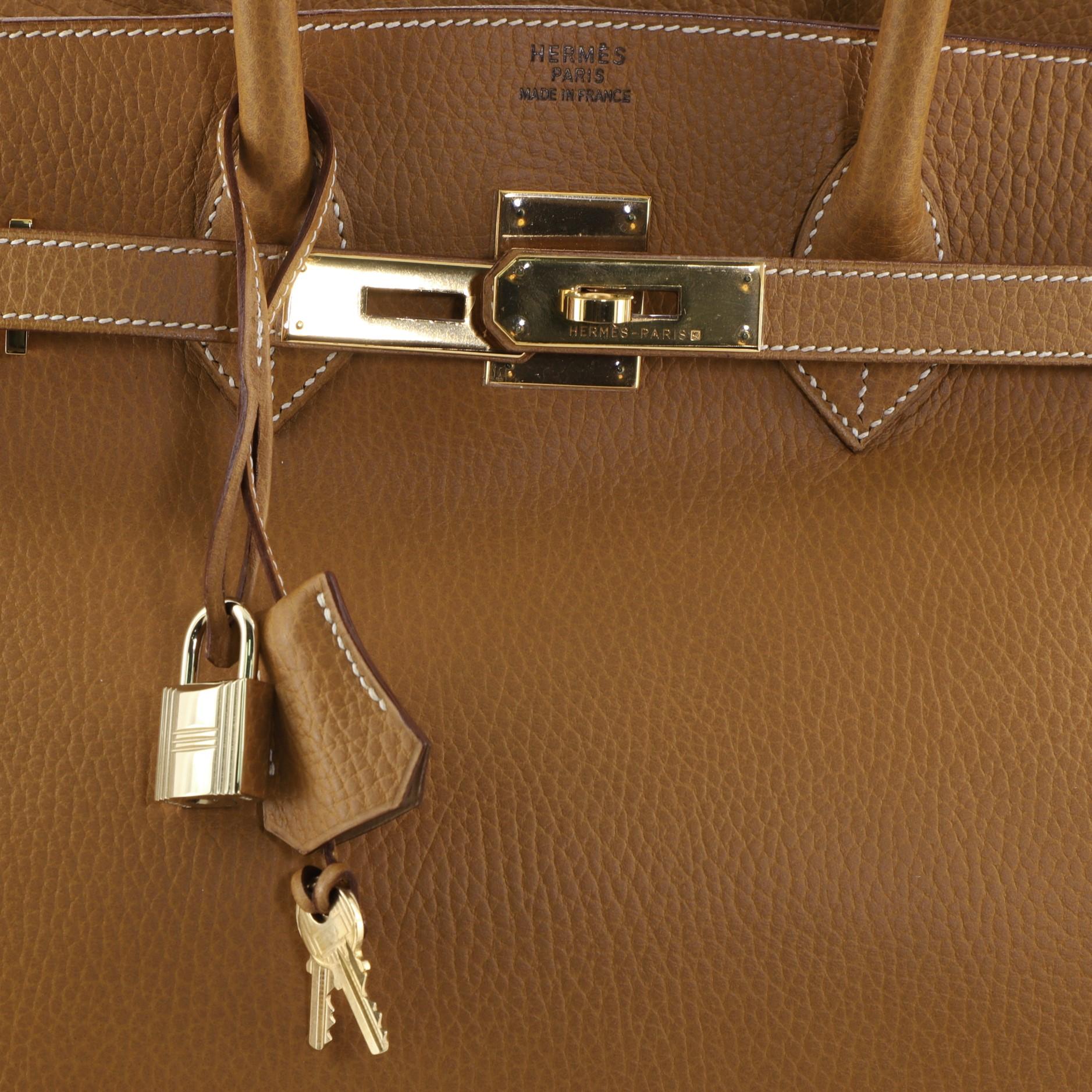 Hermes Birkin Handbag Natural Ardennes with Gold Hardware 35 1