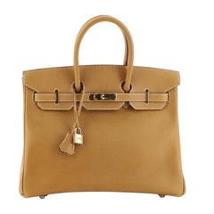 Hermes Birkin Handbag Natural Ardennes with Gold Hardware 35