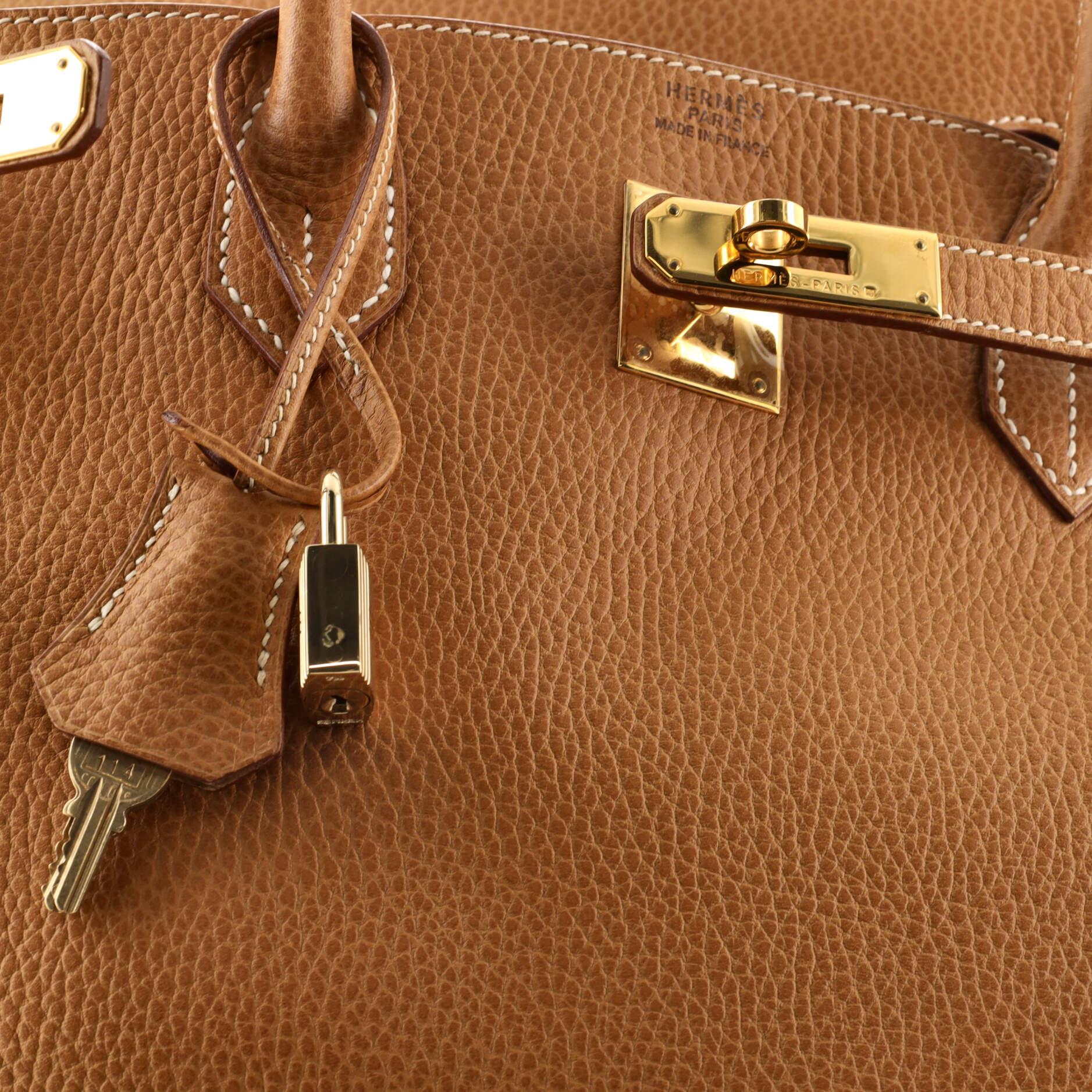 Hermes Birkin Handbag Natural Ardennes with Gold Hardware 40 2