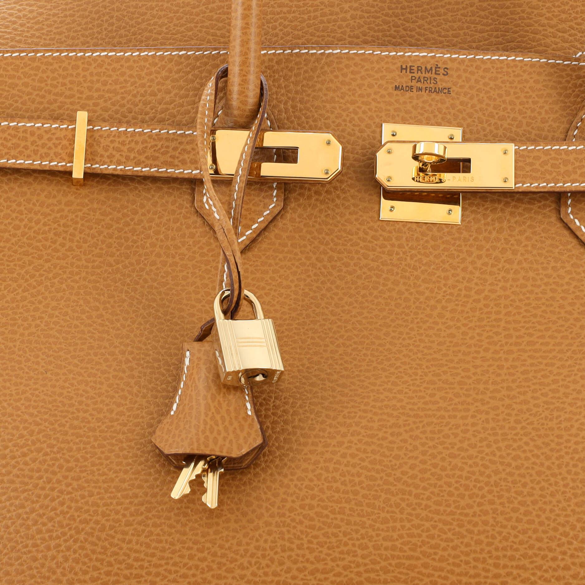 Hermes Birkin Handbag Natural Ardennes with Gold Hardware 40 3