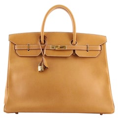 Hermes Birkin Handbag Natural Ardennes with Gold Hardware 40