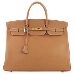 Hermes Birkin Handbag Natural Ardennes with Gold Hardware 40