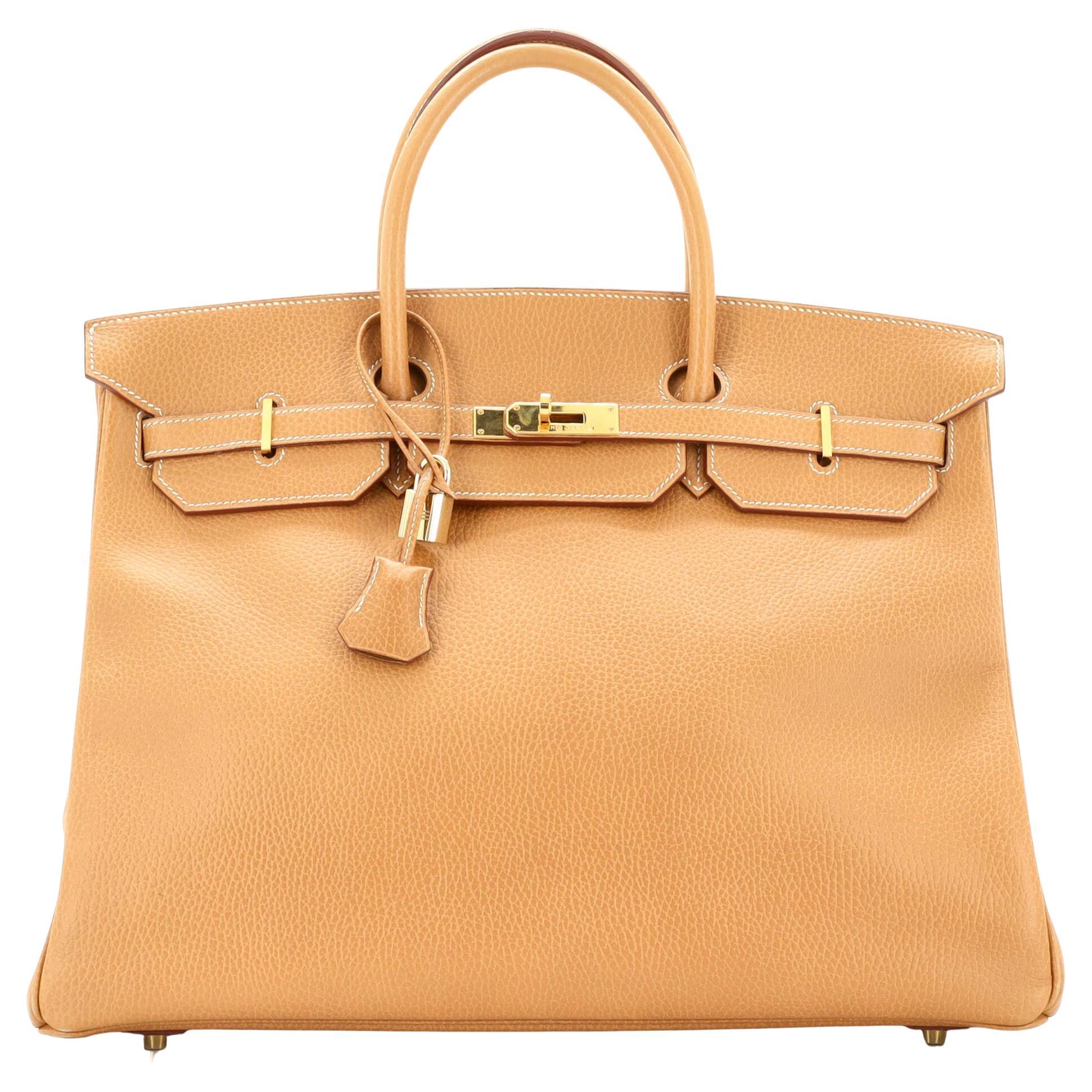 Hermes Birkin Handbag Natural Ardennes with Gold Hardware 40