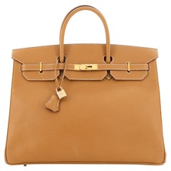 Hermes Birkin Handbag Natural Ardennes with Gold Hardware 40