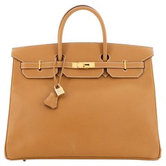 Hermes Birkin Handbag Natural Ardennes with Gold Hardware 40