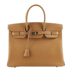 Hermes Birkin Handbag Natural Chamonix With Gold Hardware 35