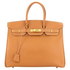 Hermes Birkin Handbag Natural Chamonix with Gold Hardware 35