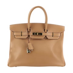 Hermes Birkin Handbag Natural Courchevel with Gold Hardware 35