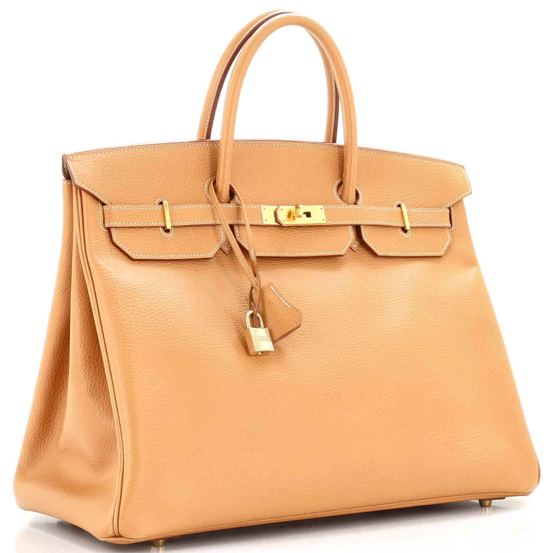 Hermes Birkin Handbag Natural Sable Ardennes with Gold Hardware 40 In Fair Condition In NY, NY