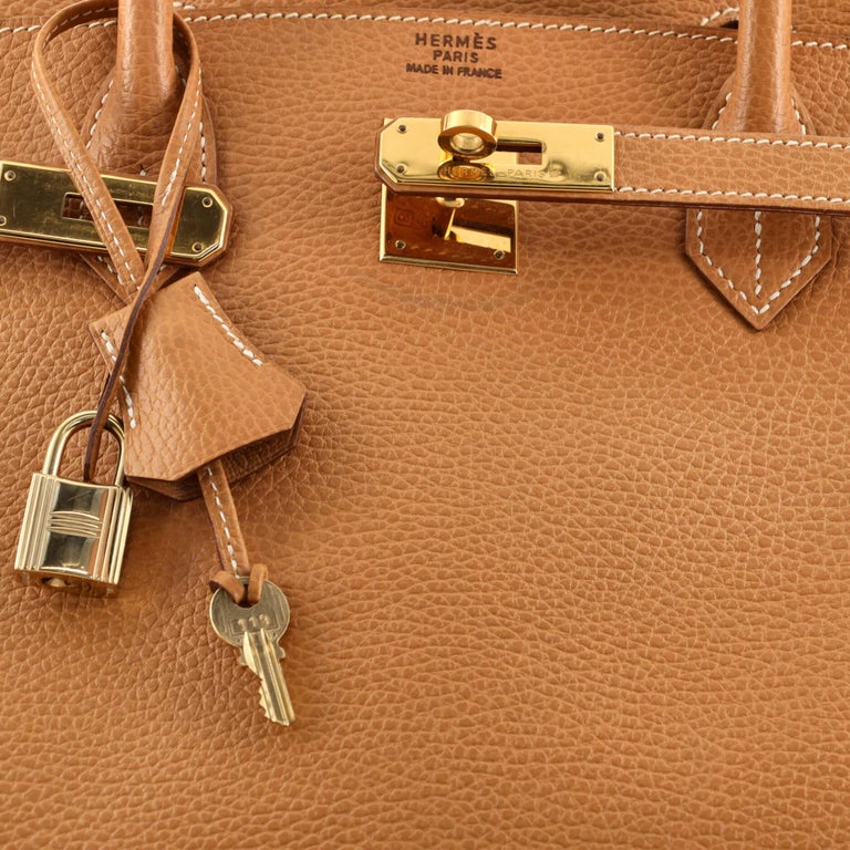 Hermes Birkin Handbag Natural Sable Ardennes with Gold Hardware 40 at  1stDibs