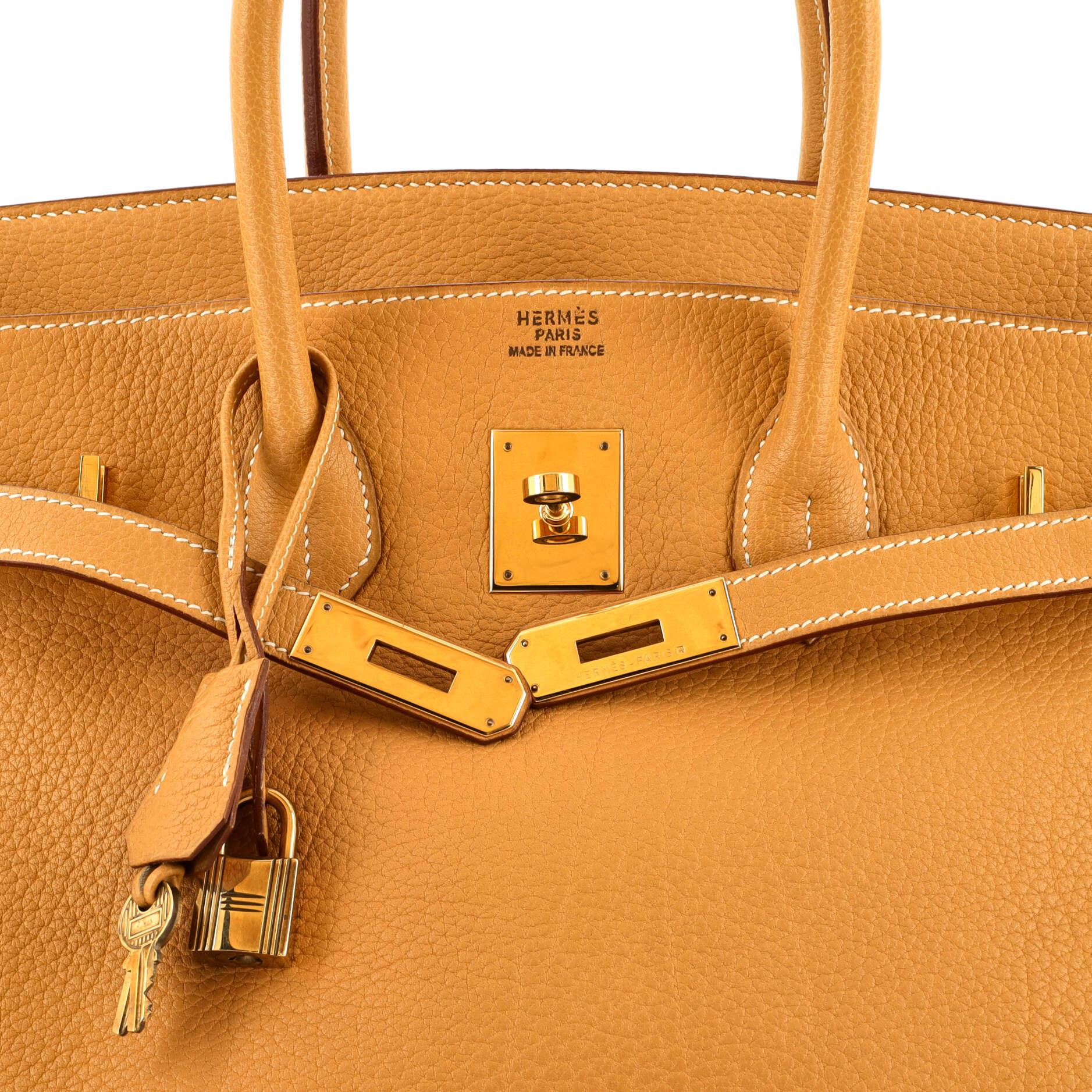 Hermes Birkin Handbag Natural Sable Fjord with Gold Hardware 35 2