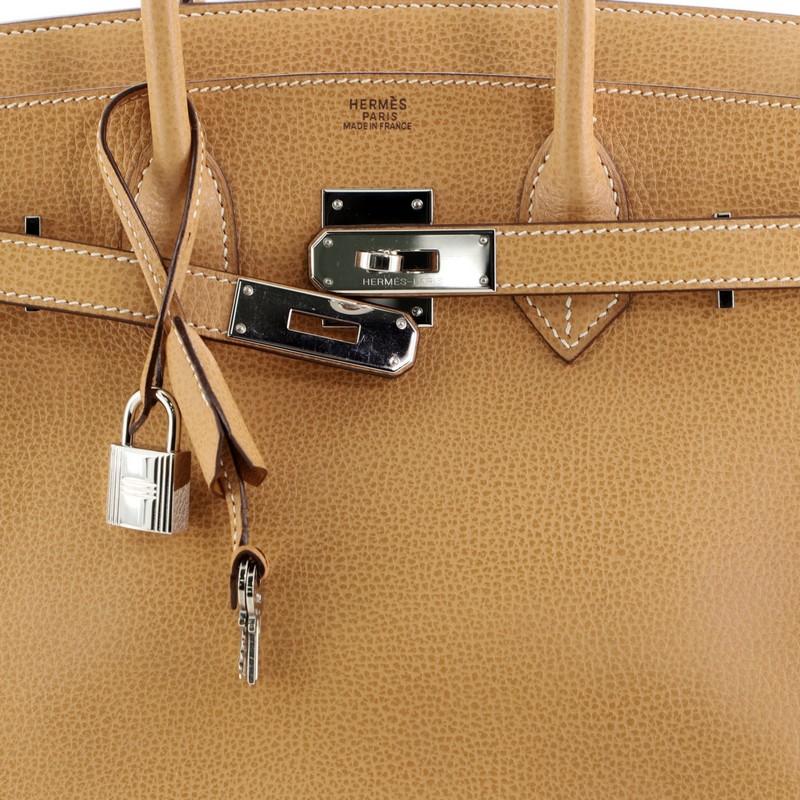 Brown Hermes Birkin Handbag Natural Vache Liegee with Palladium Hardware 30