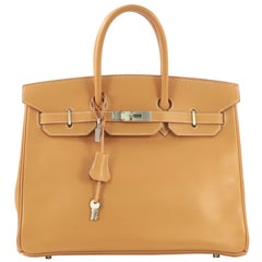 Hermes Birkin Handbag Natural Vache Naturelle with Brushed Palladium Hardware 35