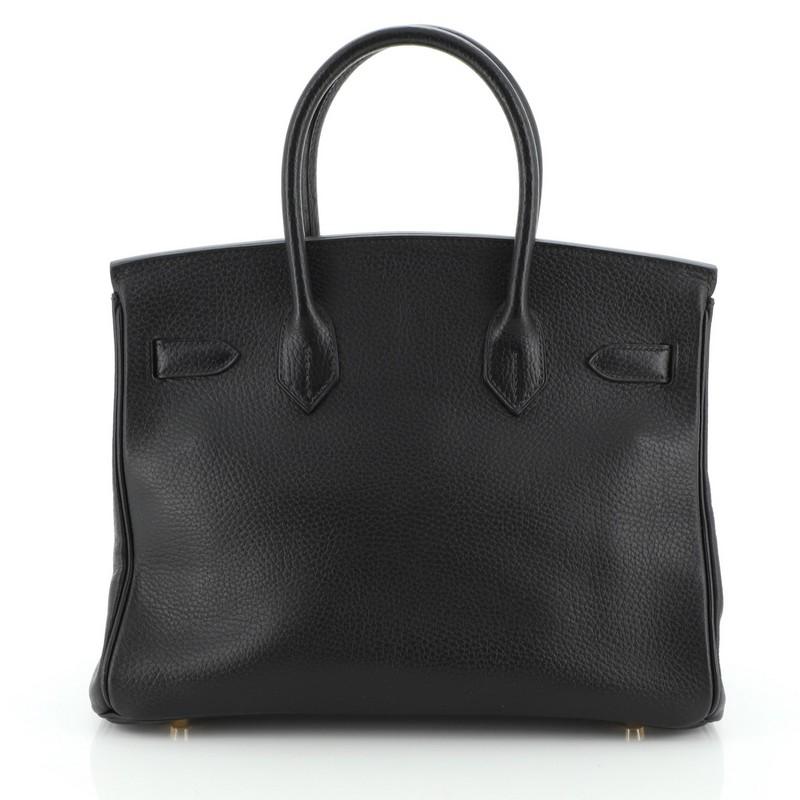 Black Hermes Birkin Handbag Noir Ardennes with Gold Hardware 30
