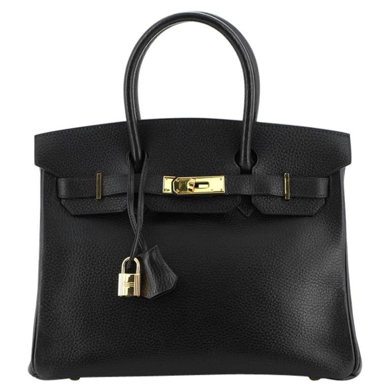 Hermes Birkin Handbag Noir Ardennes with Gold Hardware 30
