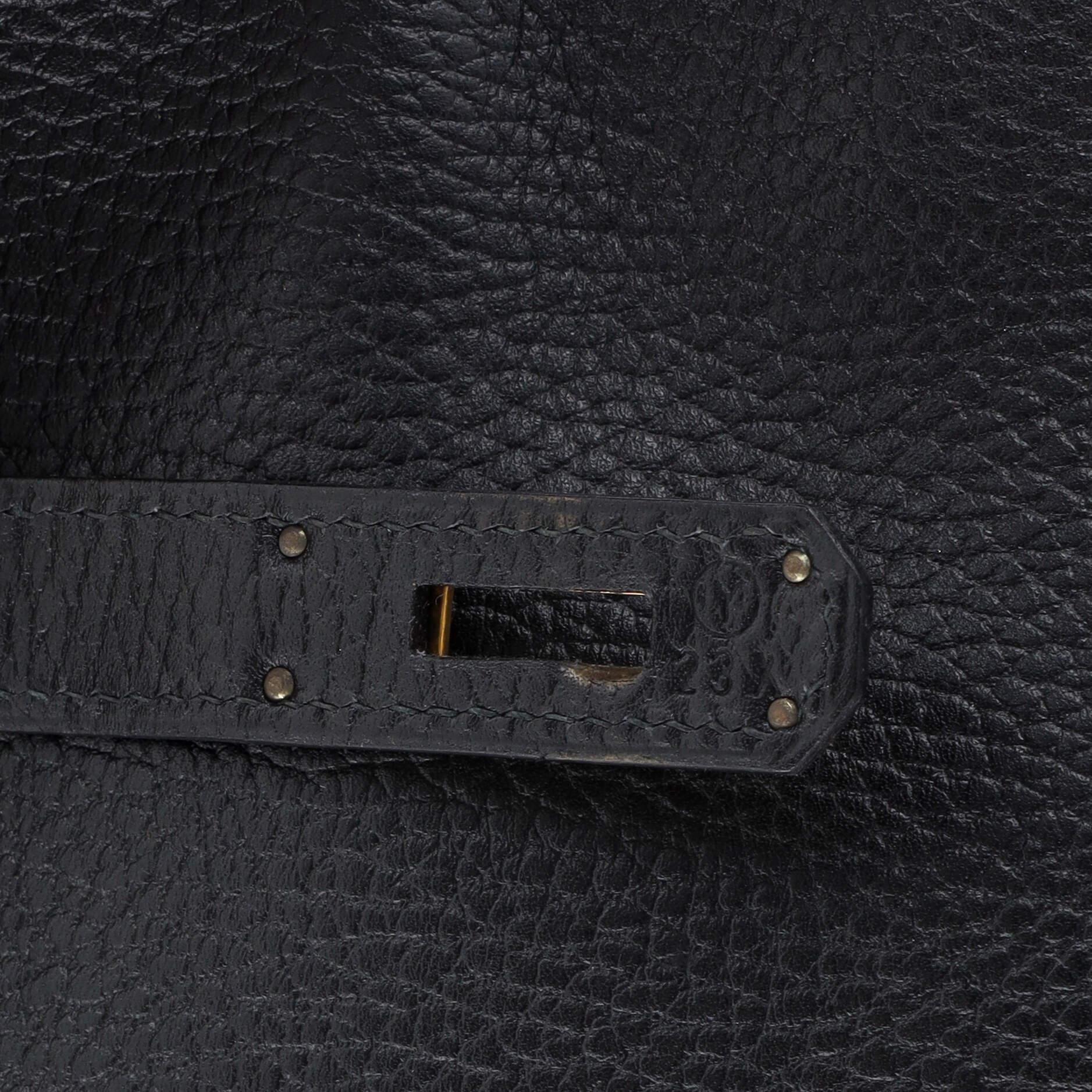 Hermes Birkin Handbag Noir Ardennes with Gold Hardware 35 8