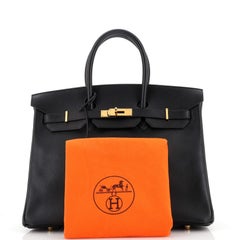 Hermès - Sac à main Birkin Noir Ardennes avec accessoires dorés 35
