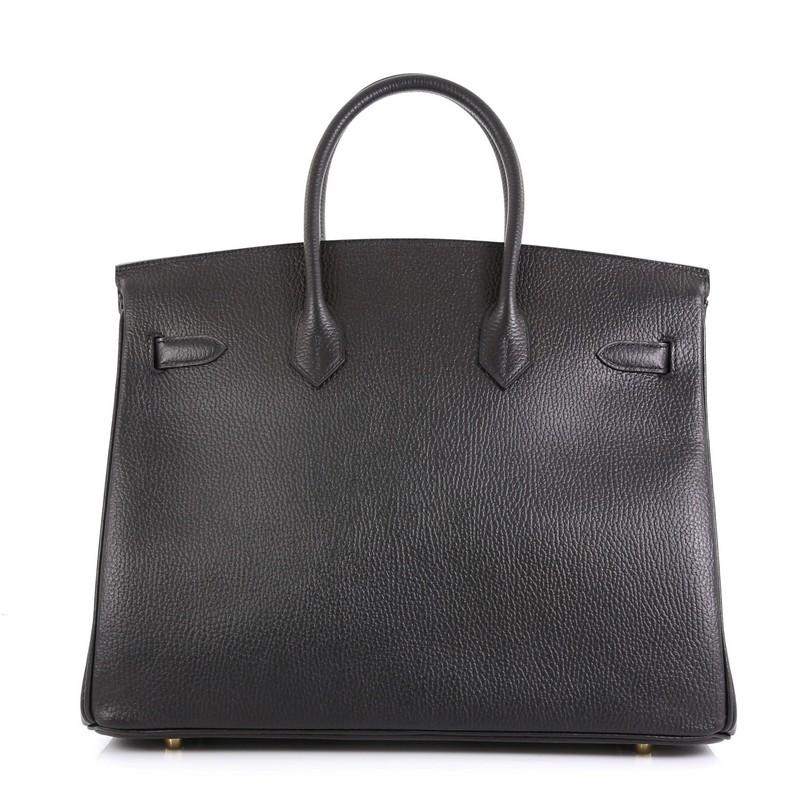 Black Hermes Birkin Handbag Noir Ardennes With Gold Hardware 35 