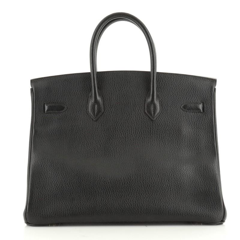Black Hermes Birkin Handbag Noir Ardennes With Gold Hardware 35 