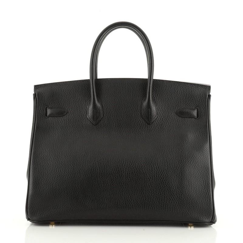 Black  Hermes  Birkin Handbag Noir Ardennes with Gold Hardware 35