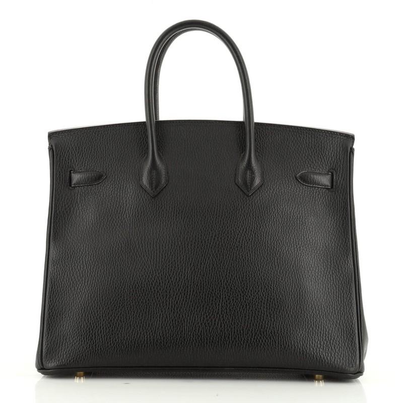 Black Hermes  Birkin Handbag Noir Ardennes with Gold Hardware 35