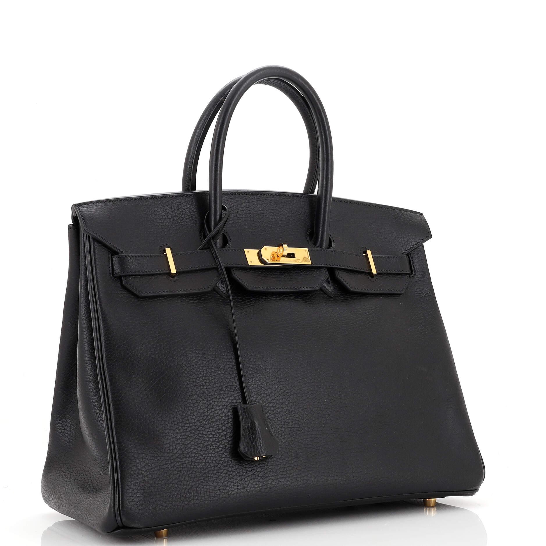 Hermes Birkin Handbag Noir Ardennes with Gold Hardware 35 In Good Condition For Sale In NY, NY