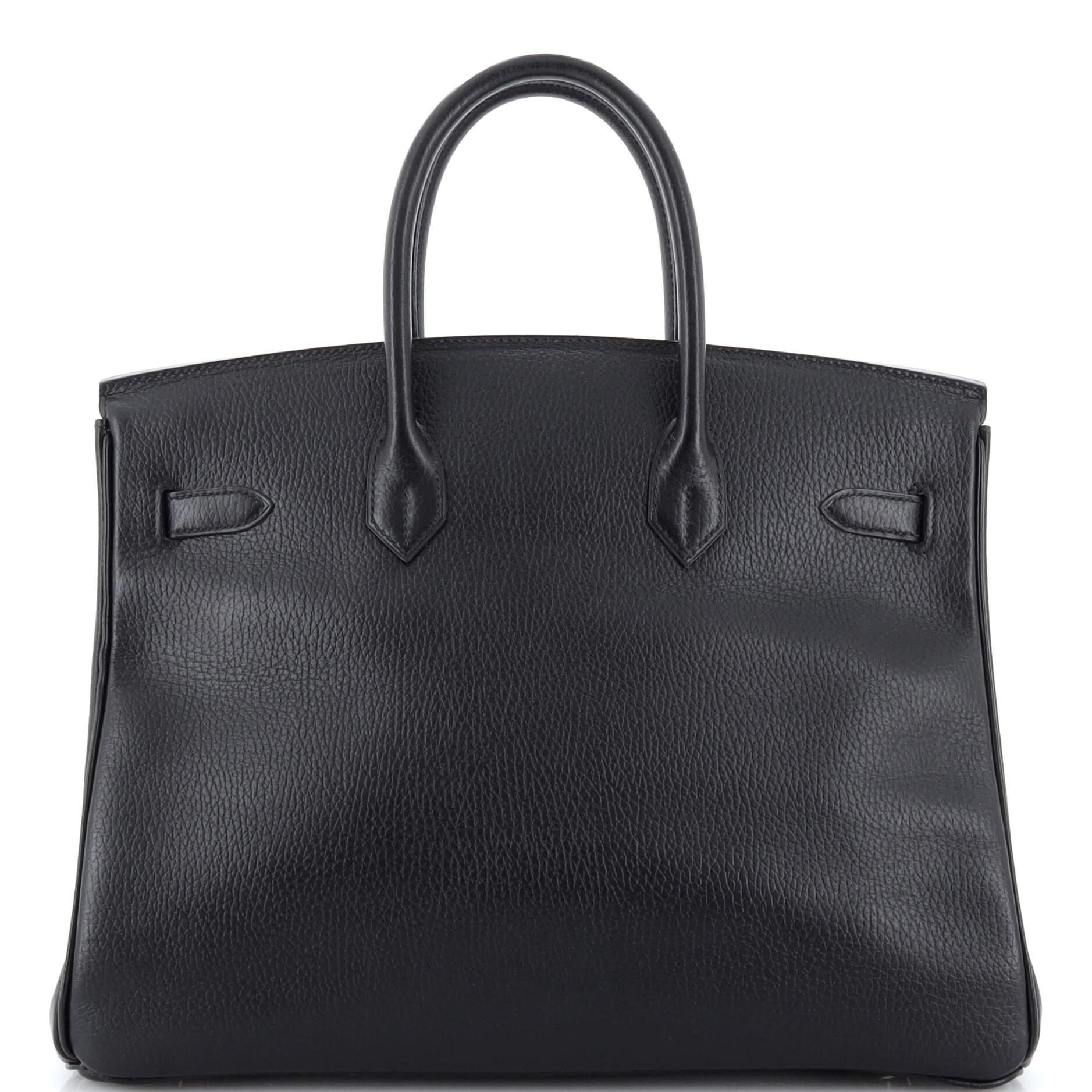 Hermes Birkin Handbag Noir Ardennes with Gold Hardware 35 In Fair Condition In NY, NY