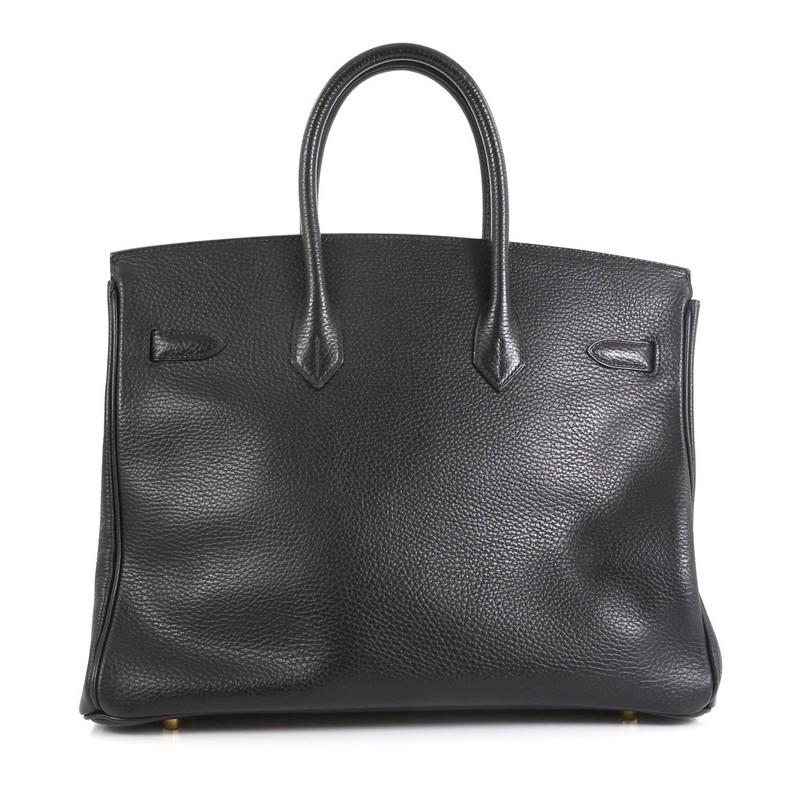 Black Hermes Birkin Handbag Noir Ardennes with Gold Hardware 35