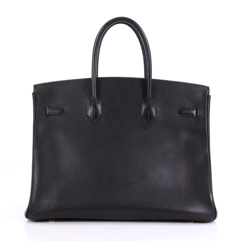 Black Hermes Birkin Handbag Noir Ardennes with Gold Hardware 35