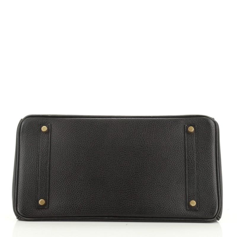 Hermes Birkin Handbag Noir Ardennes With Gold Hardware 35  In Fair Condition In NY, NY