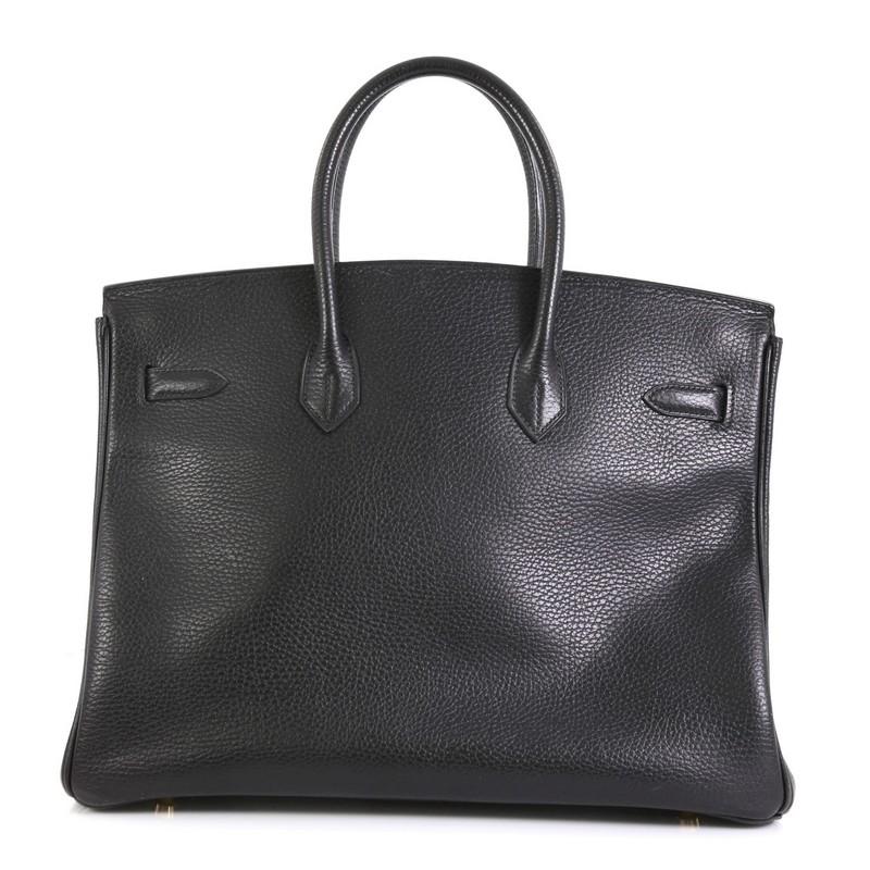 Hermes Birkin Handbag Noir Ardennes with Gold Hardware 35 In Good Condition In NY, NY