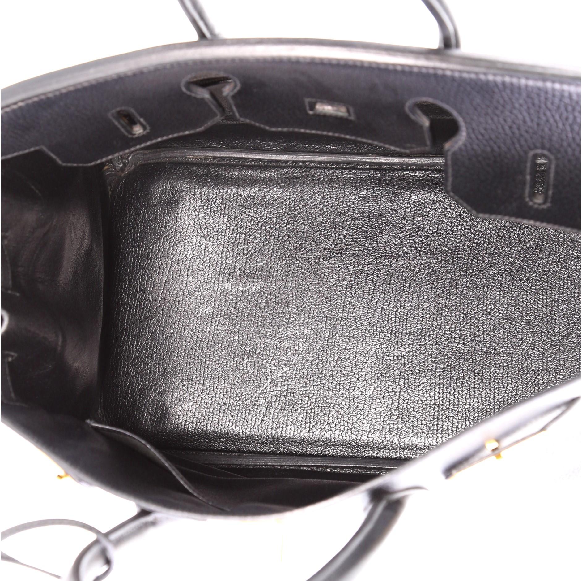 Women's or Men's Hermes Birkin Handbag Noir Ardennes with Gold Hardware 35