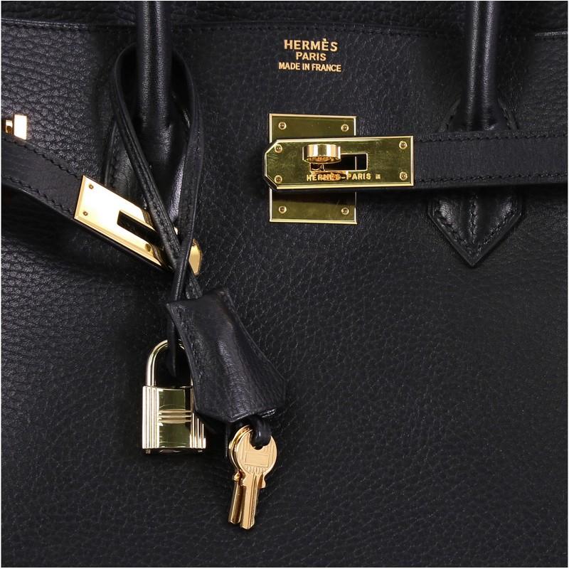 Women's Hermes Birkin Handbag Noir Ardennes with Gold Hardware 35