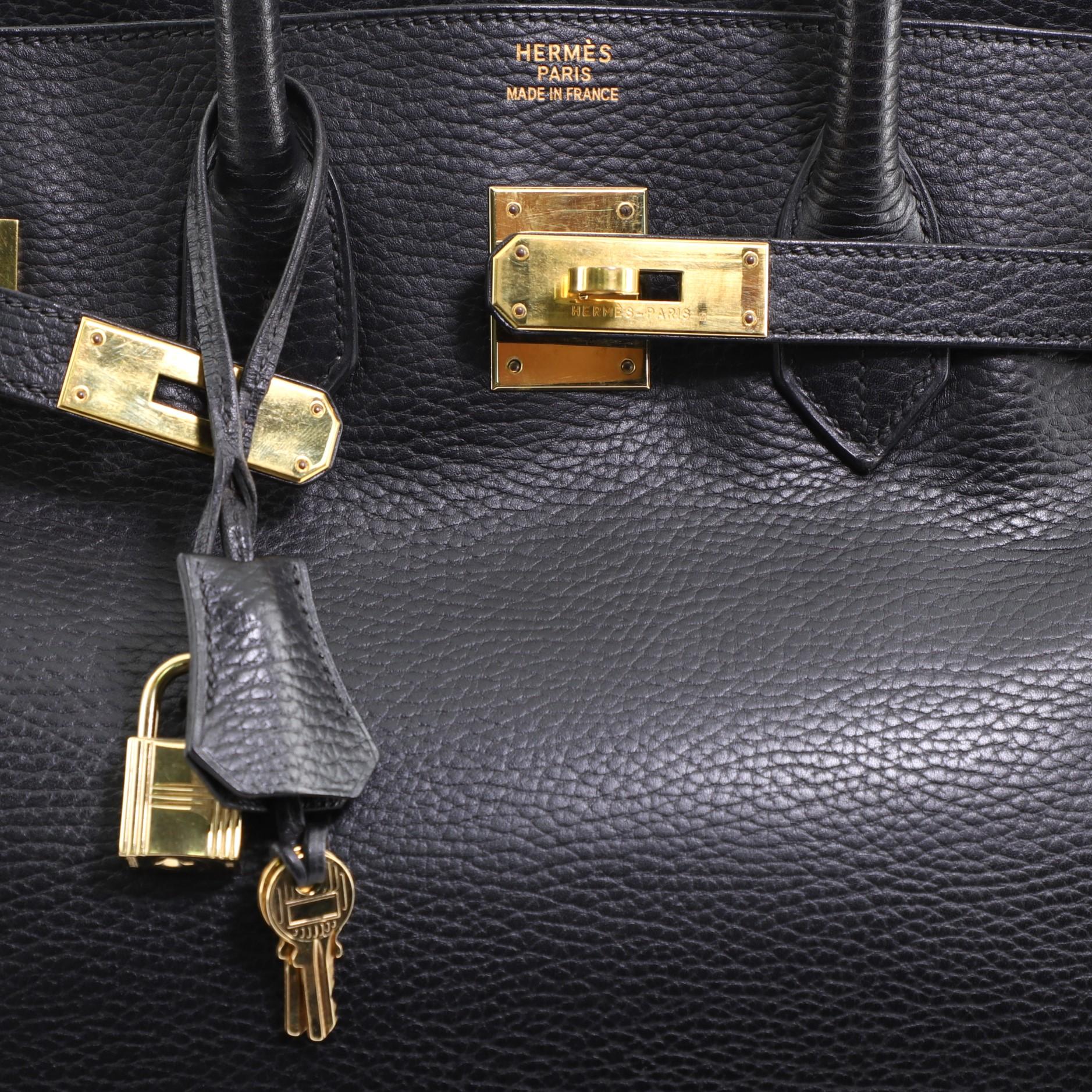 Women's Hermes Birkin Handbag Noir Ardennes with Gold Hardware 35