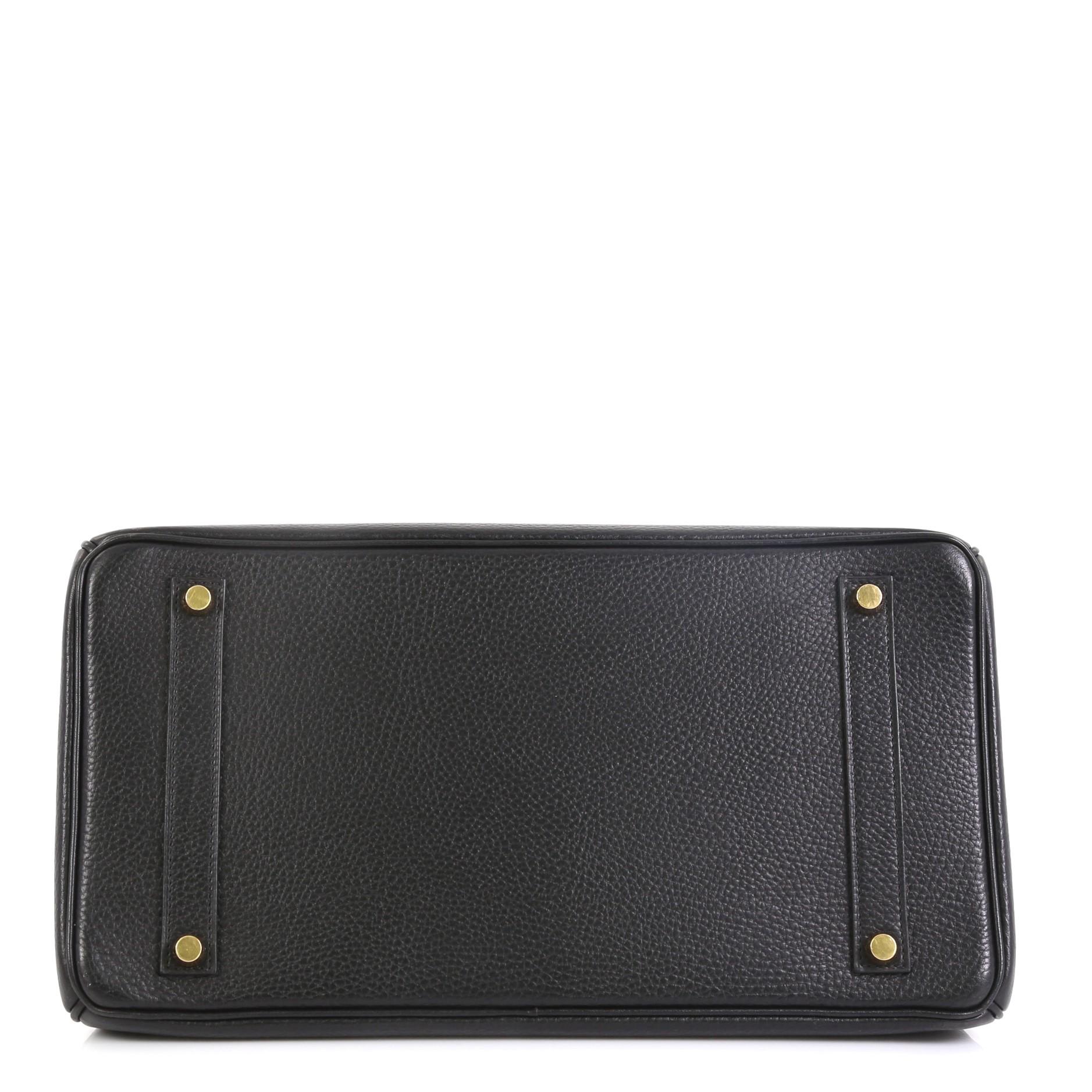 Women's Hermes Birkin Handbag Noir Ardennes with Gold Hardware 35