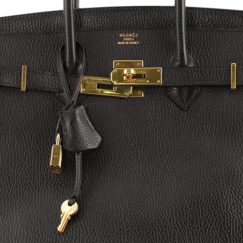 Women's or Men's Hermes Birkin Handbag Noir Ardennes With Gold Hardware 35 